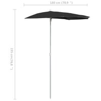 Parasol half met paal 180x90 cm zwart 8