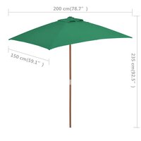 Parasol met houten paal 150x200 cm groen 9