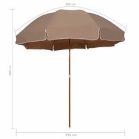 Parasol met stalen paal 300 cm taupe 5
