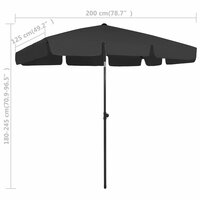 Strandparasol 200x125 cm zwart 8