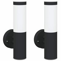 Buitenwandlampen 2 pcs Zwart 15 x 7.5 x 33 cm Roestvrij staal 2