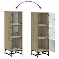 Hoge kast met glazen deuren 35x37x120 cm sonoma eikenkleurig 9