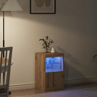 Dressoir artisanaal eikenkleurig 41 x 37 x 67 cm Bewerkt hout 5