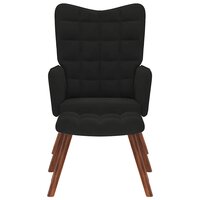 Relaxstoel met voetenbank fluweel zwart 3