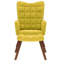 Relaxstoel met voetenbank fluweel geel 3