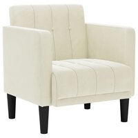 Fauteuil met armleuningen cr&egrave;me 53 cm fluweel 2