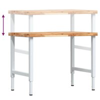 Werkbank rechthoekig 100x60x(73-99,5) cm massief acaciahout 9