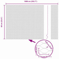 Zeskantig hekwerk Zilver 0.6 x 10 m Gegalvaniseerd staal 9