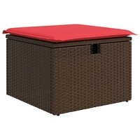 Tuinkruk met kussen 55x55x37 cm poly rattan bruin 2