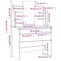 Kaptafel met spiegel 96x39x142 cm wit 9