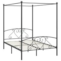 Hemelbedframe metaal grijs 140x200 cm  2