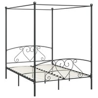 Hemelbedframe metaal grijs 160x200 cm  2
