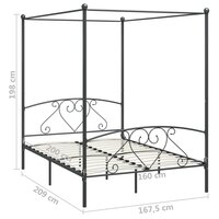 Hemelbedframe metaal grijs 160x200 cm  5
