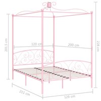 Hemelbedframe metaal roze 120x200 cm 6