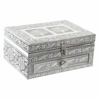 Juwelenkistje Home ESPRIT Zilverkleurig Natuurlijk Hout Aluminium 17,5 x 12,5 x 8,5 cm 3