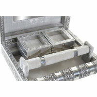 Juwelenkistje Home ESPRIT Zilverkleurig Natuurlijk Hout Aluminium 22,5 x 18,8 x 7,6 cm 2
