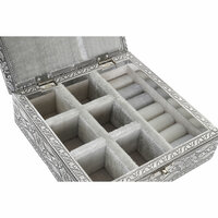 Juwelenkistje Home ESPRIT Zilverkleurig Natuurlijk Hout Aluminium 18 x 18 x 6 cm 2