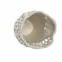 Vaas Home ESPRIT Wit Keramisch Blad van een plant 18 x 18 x 25 cm 3