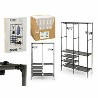 Kledingkast Kipit Zwart Metaal Stof Polypropyleen 108 x 36 x 170 cm 2