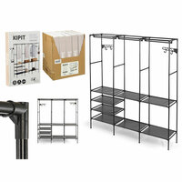 Kledingkast Kipit Zwart Metaal Stof Polypropyleen 160 x 36 x 170 cm 2