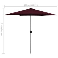Parasol met aluminium paal 270x246 cm bordeauxrood 6
