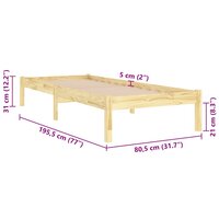 Bedframe massief hout 75x190 cm 8