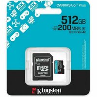 Micro SD kaart met adapter Kingston CANVAS Go! Plus 512GB microSD XC 512 GB 3