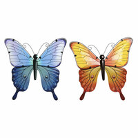 Wanddecoratie Home ESPRIT Geel Blauw Groen Lila Vlinder Shabby Chic 46 x 1,5 x 46 cm (4 Stuks) 4