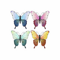 Wanddecoratie Home ESPRIT Geel Blauw Groen Lila Vlinder Shabby Chic 46 x 1,5 x 46 cm (4 Stuks) 6