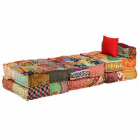 Poef driezits modulair stof patchwork 6
