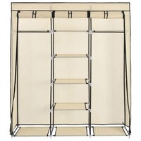 Kledingkast met vakken en stangen 150x45x175 cm stof cr&egrave;me 5