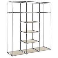 Kledingkast met vakken en stangen 150x45x175 cm stof cr&egrave;me 9