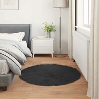 Nep Schapenvacht Tapijt Tafalla Zwart &Oslash; 80 cm Polyester 4