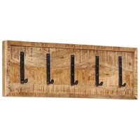 Wandkapstok met 5 haken massief mangohout 9