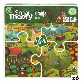 Kinderpuzzel Colorbaby 4-in-1 174 Onderdelen Boerderij 68 x 68 cm (6 Stuks) 1