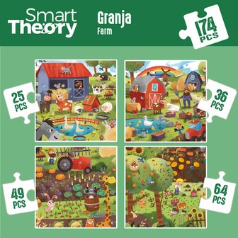 Kinderpuzzel Colorbaby 4-in-1 174 Onderdelen Boerderij 68 x 68 cm (6 Stuks) 3