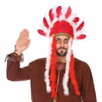 Indiase Hoofdtooi 58297 Rood Amerikaans-Indiaans 1