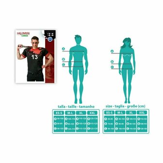 Kostuums voor Volwassenen Zwart Bloederig Rugby (1 Onderdelen) - Maat: M/L 8