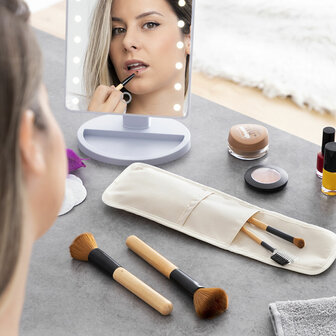 Set houten Make-up borstels met draagtas Miset InnovaGoods 5 Stuks 1