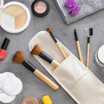 Set houten Make-up borstels met draagtas Miset InnovaGoods 5 Stuks 2