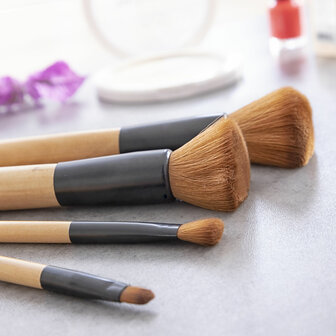 Set houten Make-up borstels met draagtas Miset InnovaGoods 5 Stuks 5