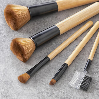 Set houten Make-up borstels met draagtas Miset InnovaGoods 5 Stuks 8