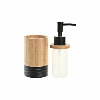 Zeepdispenser DKD Home Decor Zwart Natuurlijk Bamboe Polypropyleen 3