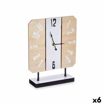 Tafelklok Wit Metaal Hout MDF 22 x 28 x 7 cm (6 Stuks) 1