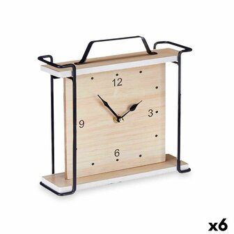 Tafelklok Zwart Metaal Hout MDF 23 x 21 x 7 cm (6 Stuks) 1
