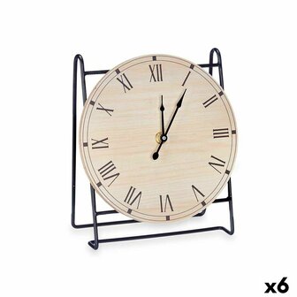 Tafelklok Zwart Metaal Hout MDF 19 x 21 x 9 cm (6 Stuks) 1