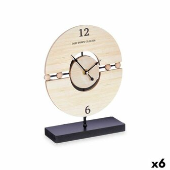 Tafelklok Ballen Zwart Metaal Hout MDF 20,5 x 26,5 x 7 cm (6 Stuks) 1