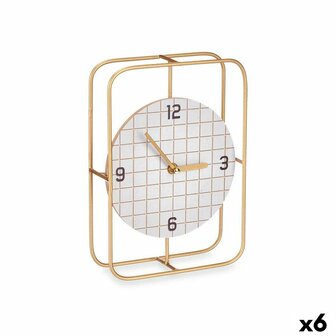 Tafelklok Geruit Zwart Metaal Hout MDF 18,5 x 25,5 x 6 cm (6 Stuks) 1
