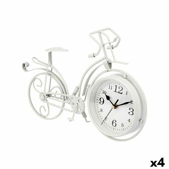 Tafelklok Fiets Wit Metaal 33 x 22,5 x 4,2 cm (4 Stuks) 1