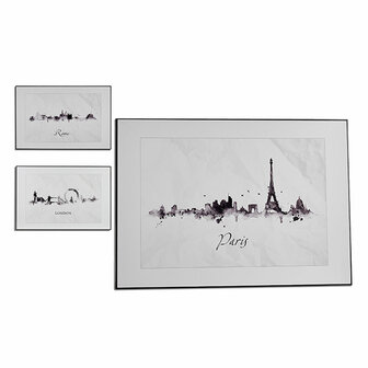 Schilderij Stad Zwart Wit spaanderplaat (81,5 x 3 x 121 cm) (3 Stuks) 2